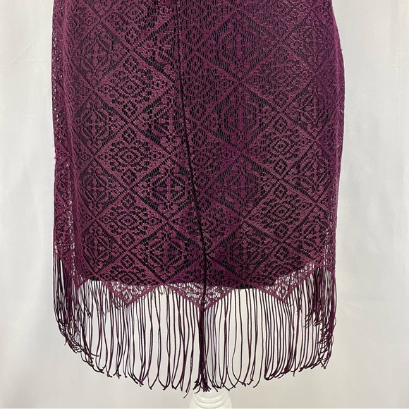 Vintage DBYLtd 20’s Short Sleeve Flapper Gatsby Mini Fringe Dress M Purple Black - Picture 8 of 12